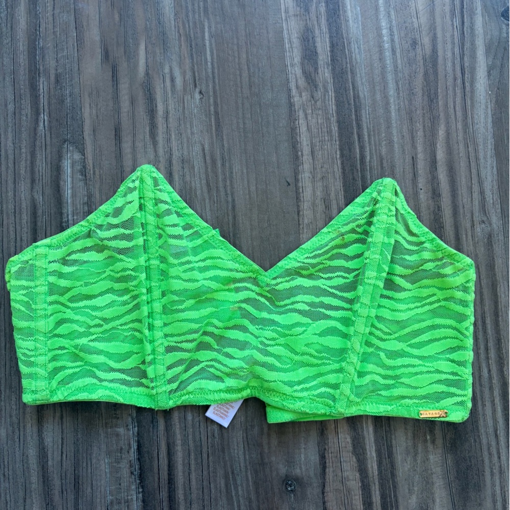 Green Zebra Print Mesh Bralette